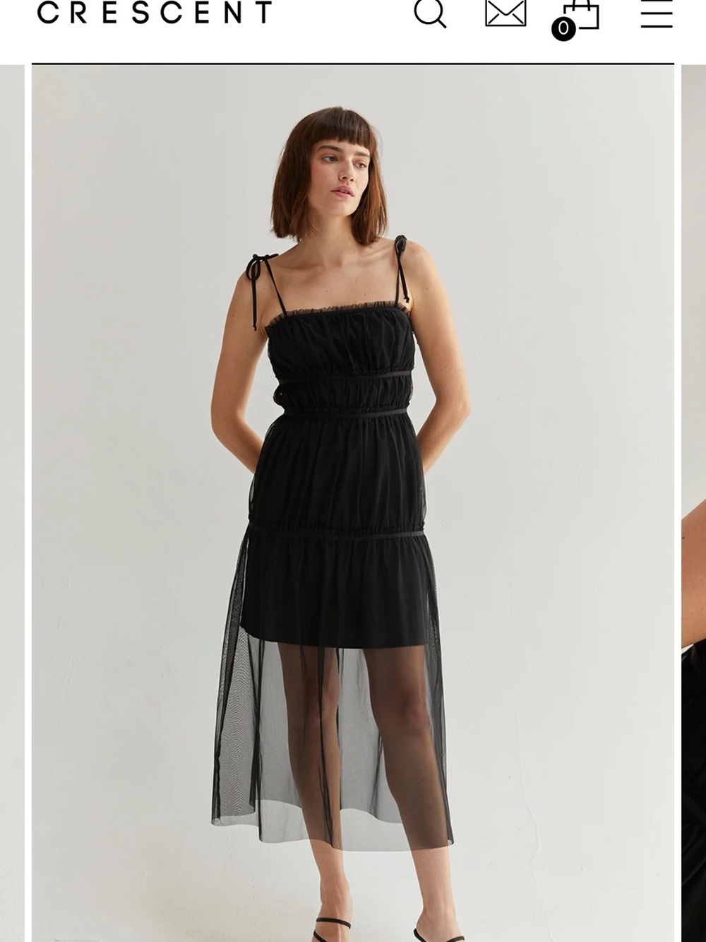 Crescent Black Sheer High-Low Tiered Dress